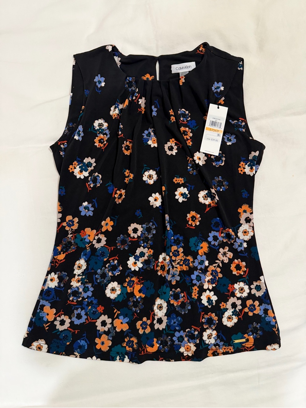 NWT Calvin Klein - Black Floral Sleeveless Top
